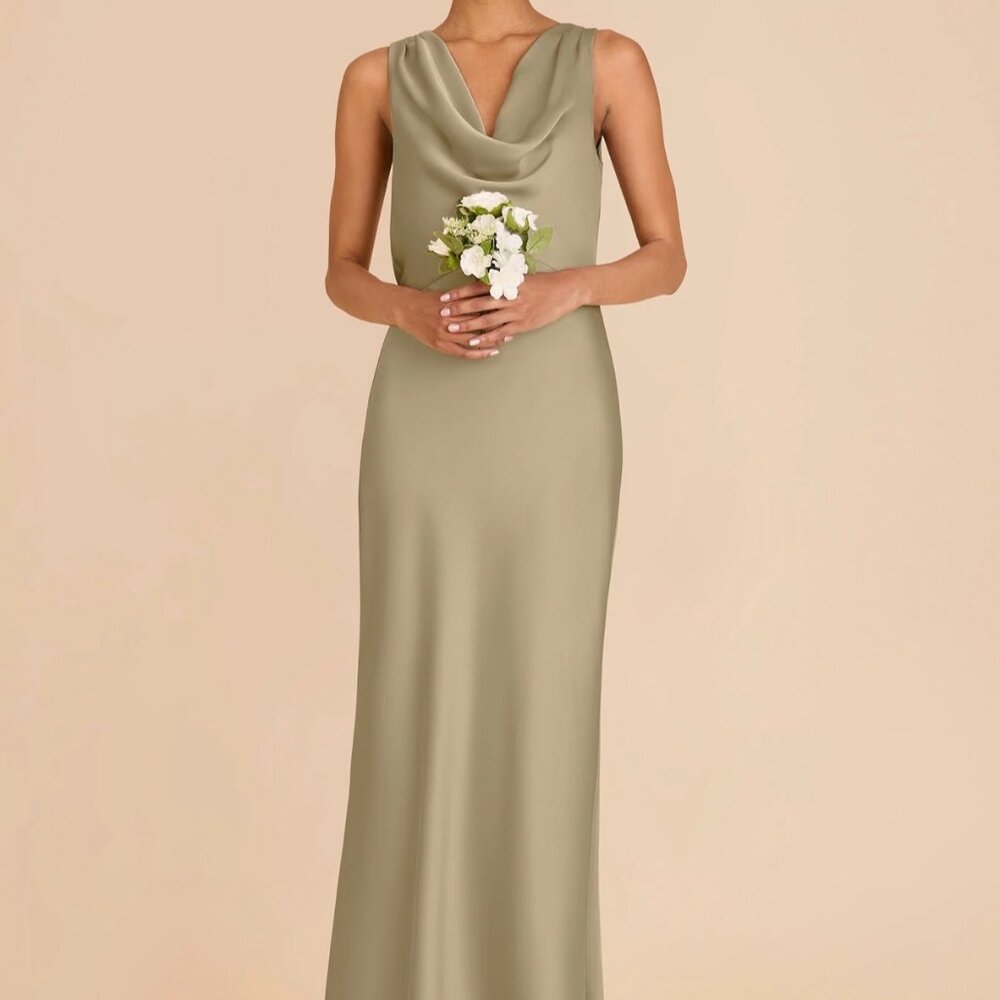 Bonnie Matte Satin Dress - Moss Green